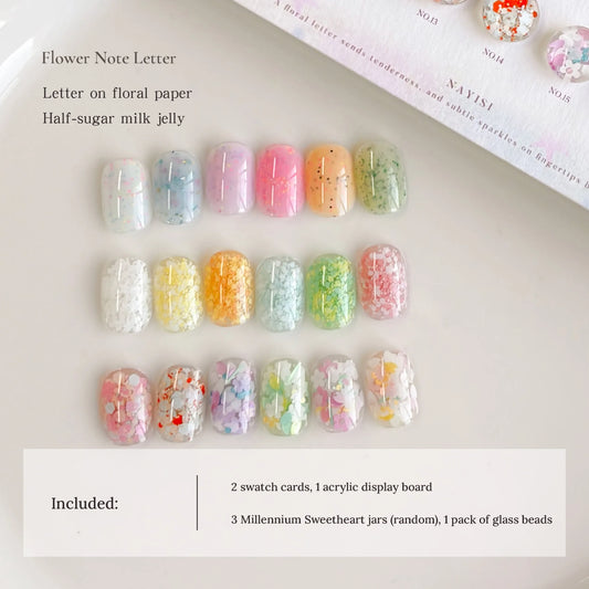 Flower Note Letter 18-color set swatches; includes 2 swatch cards and an acrylic display board