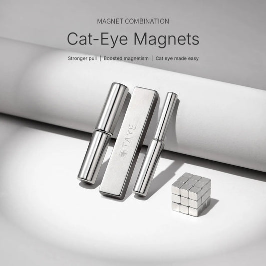 TAYE cat-eye magnets: two cylinders, a rectangular bar and a cube