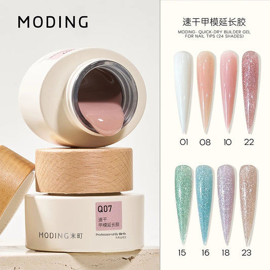 MODING Neutral Sheer & Sparkle Builder/Extension Gel for Nail Forms (24 Shades) + Bionic Form Tips photo 1