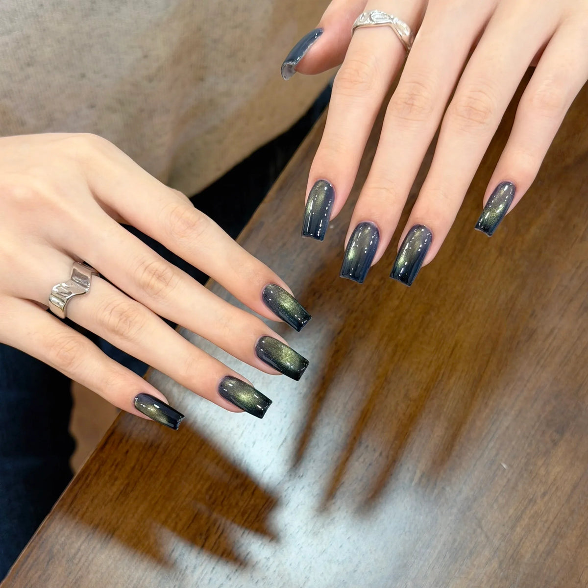 Amber Stream Cat Eye gel shade 12 on nails