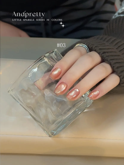 Andpretty Little Sparkle cat eye gel 03 Dream Mate on short square nails