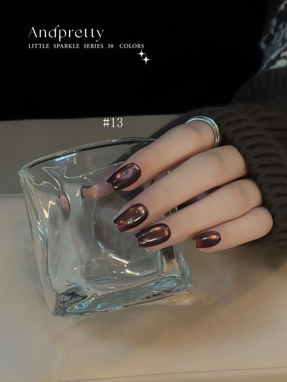 Andpretty Little Sparkle cat eye gel 13 Sunny Day on short square nails