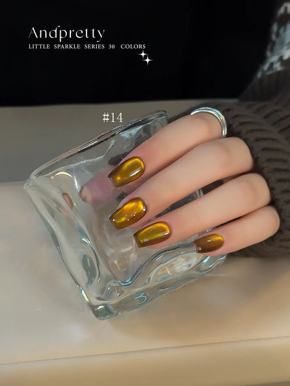 Andpretty Little Sparkle cat eye gel 14 Feast on short square nails