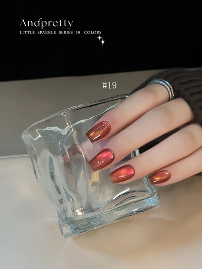 Andpretty Little Sparkle cat eye gel 19 Exquisite on short square nails