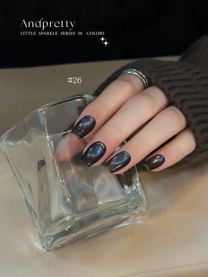Andpretty Little Sparkle cat eye gel 26 Koi Pond on short square nails