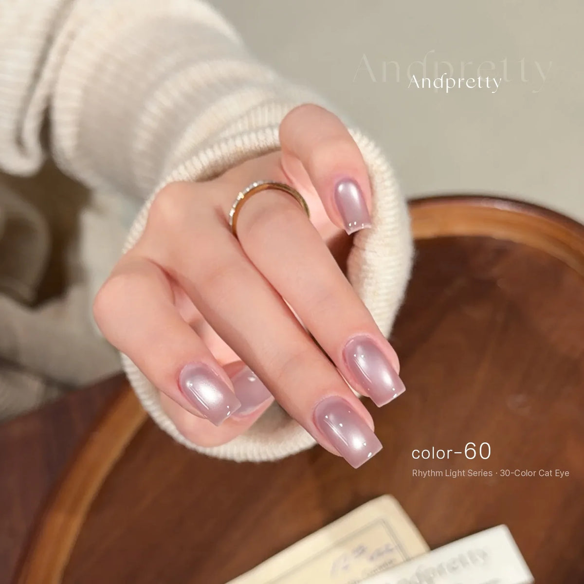 Andpretty Rhythm Light cat eye gel color 60 on short square nails
