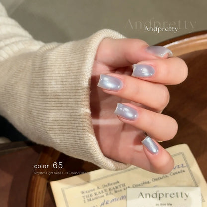 Andpretty Rhythm Light cat eye gel color 65 on short square nails
