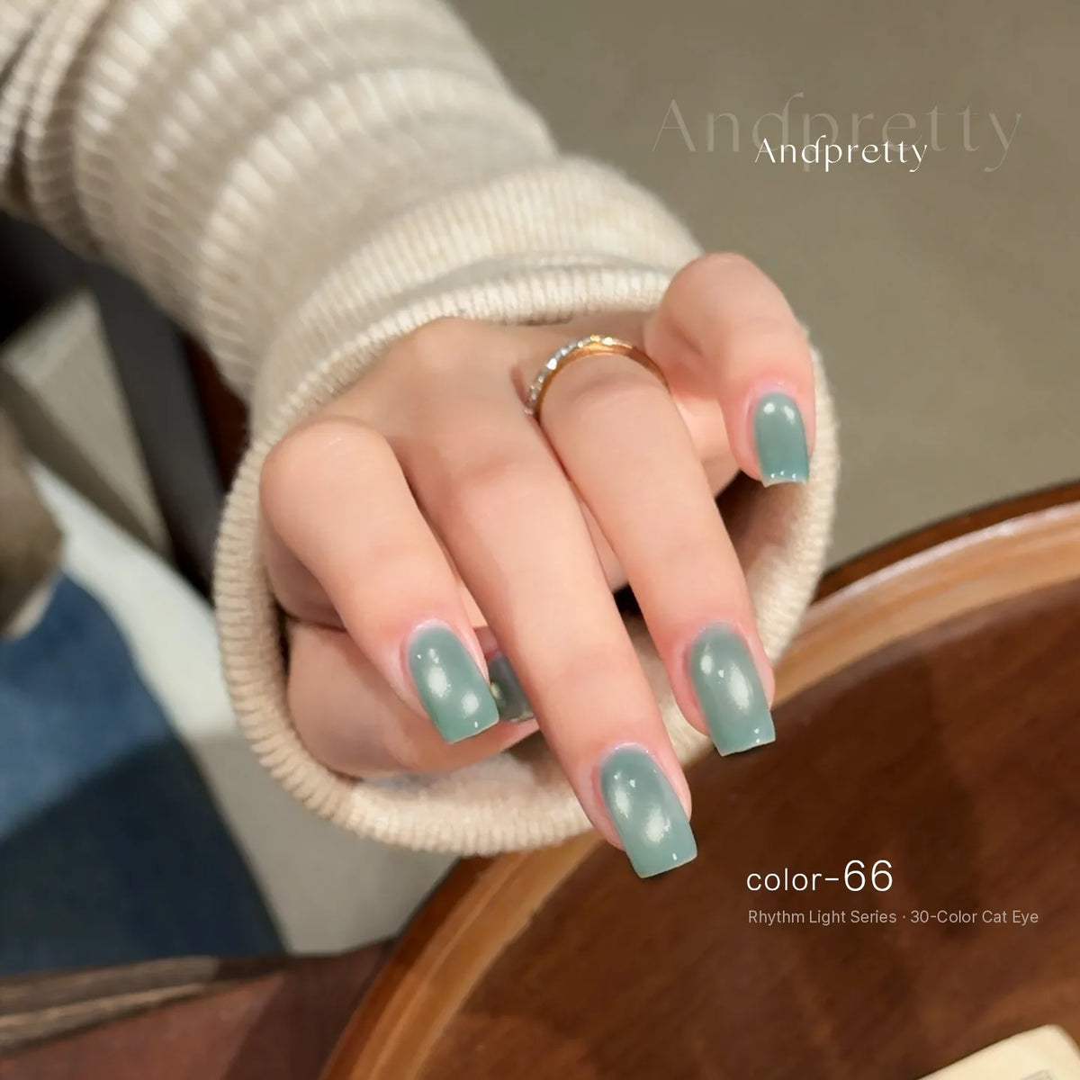 Andpretty Rhythm Light cat eye gel color 66 on short square nails