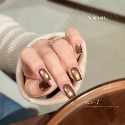 Andpretty Rhythm Light cat eye gel color 71 on short square nails