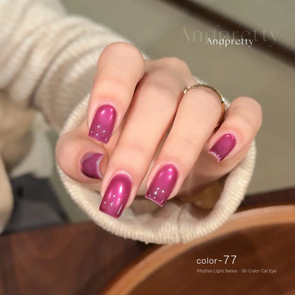 Andpretty Rhythm Light cat eye gel color 77 on short square nails