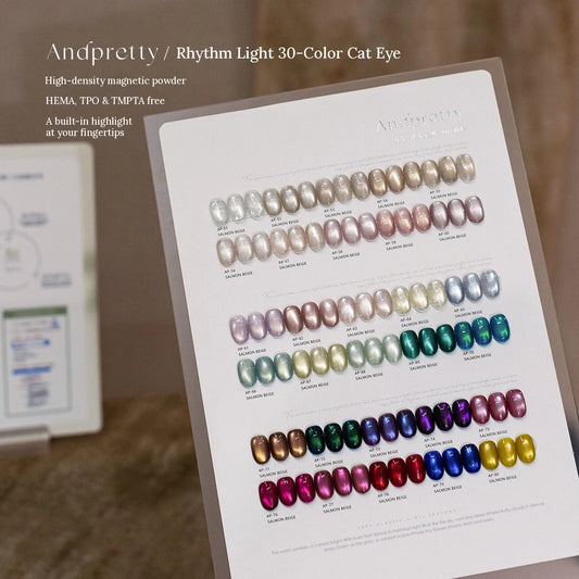 Andpretty Rhythm Light cat eye gel shade chart, colors 51 to 80