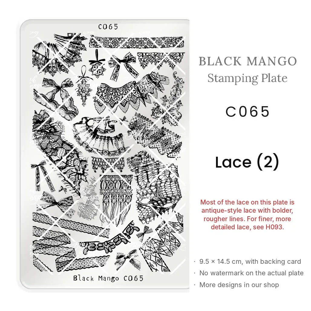 Black Mango C065 Lace (2) nail stamping plate, 9.5 × 14.5 cm