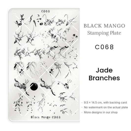 Black Mango C068 Jade Branches nail stamping plate, 9.5 × 14.5 cm