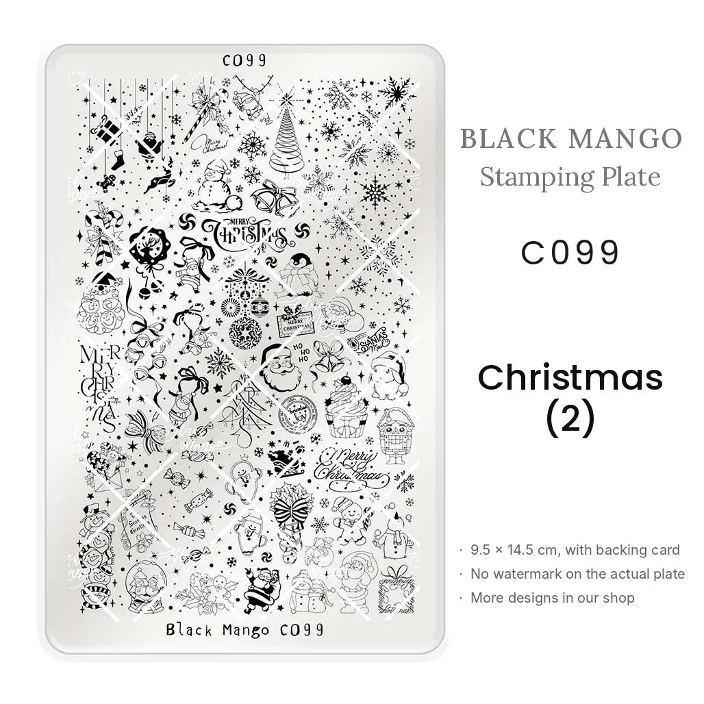 Black Mango C099 Christmas (2) nail stamping plate, 9.5 × 14.5 cm
