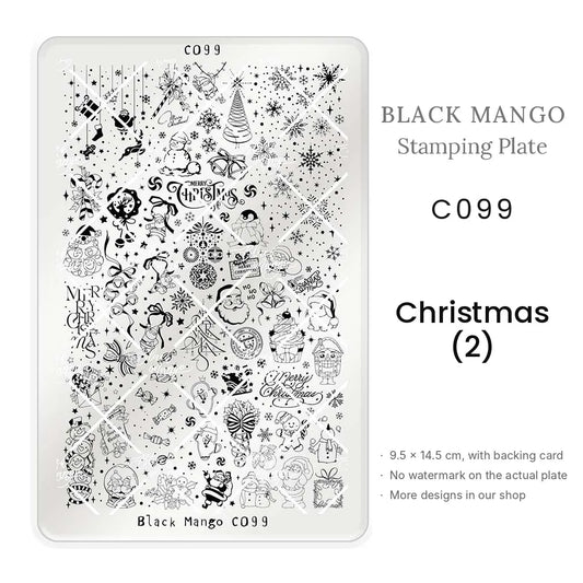 Black Mango C099 Christmas (2) nail stamping plate, 9.5 × 14.5 cm