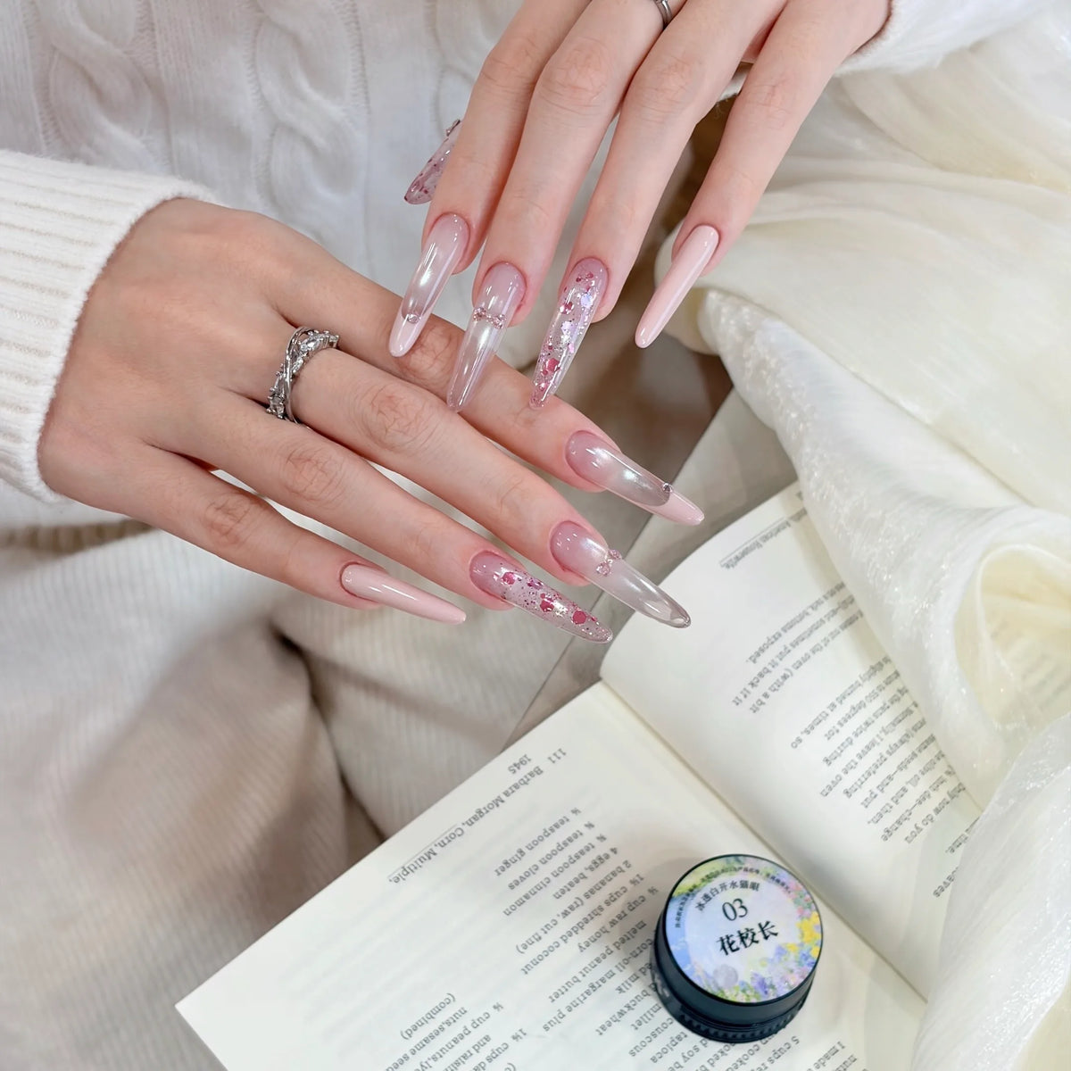 Clear Water Cat Eye gel shade 03 on nails