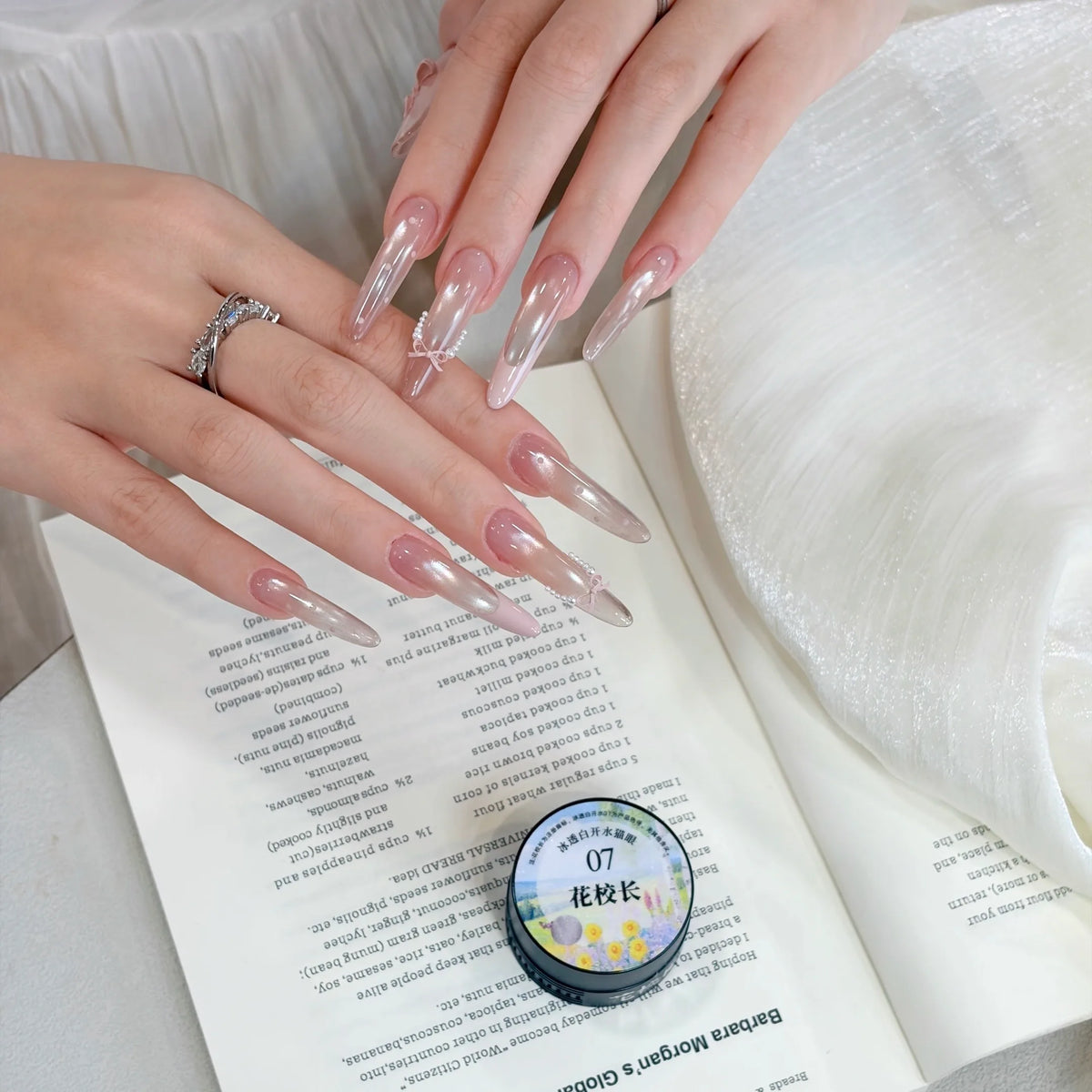 Clear Water Cat Eye gel shade 07 on nails