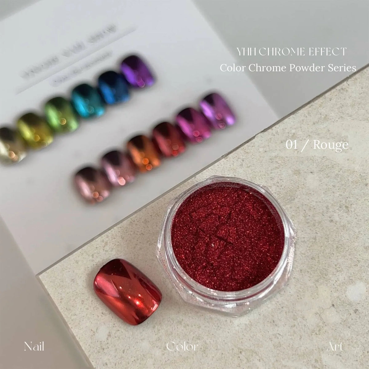 01 Rouge: jar and chrome swatch tip