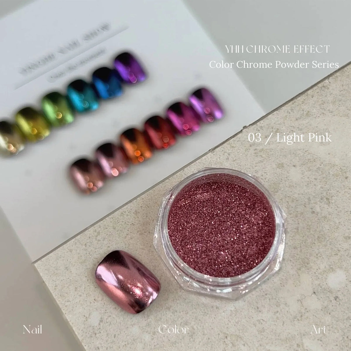 03 Light Pink: jar and chrome swatch tip