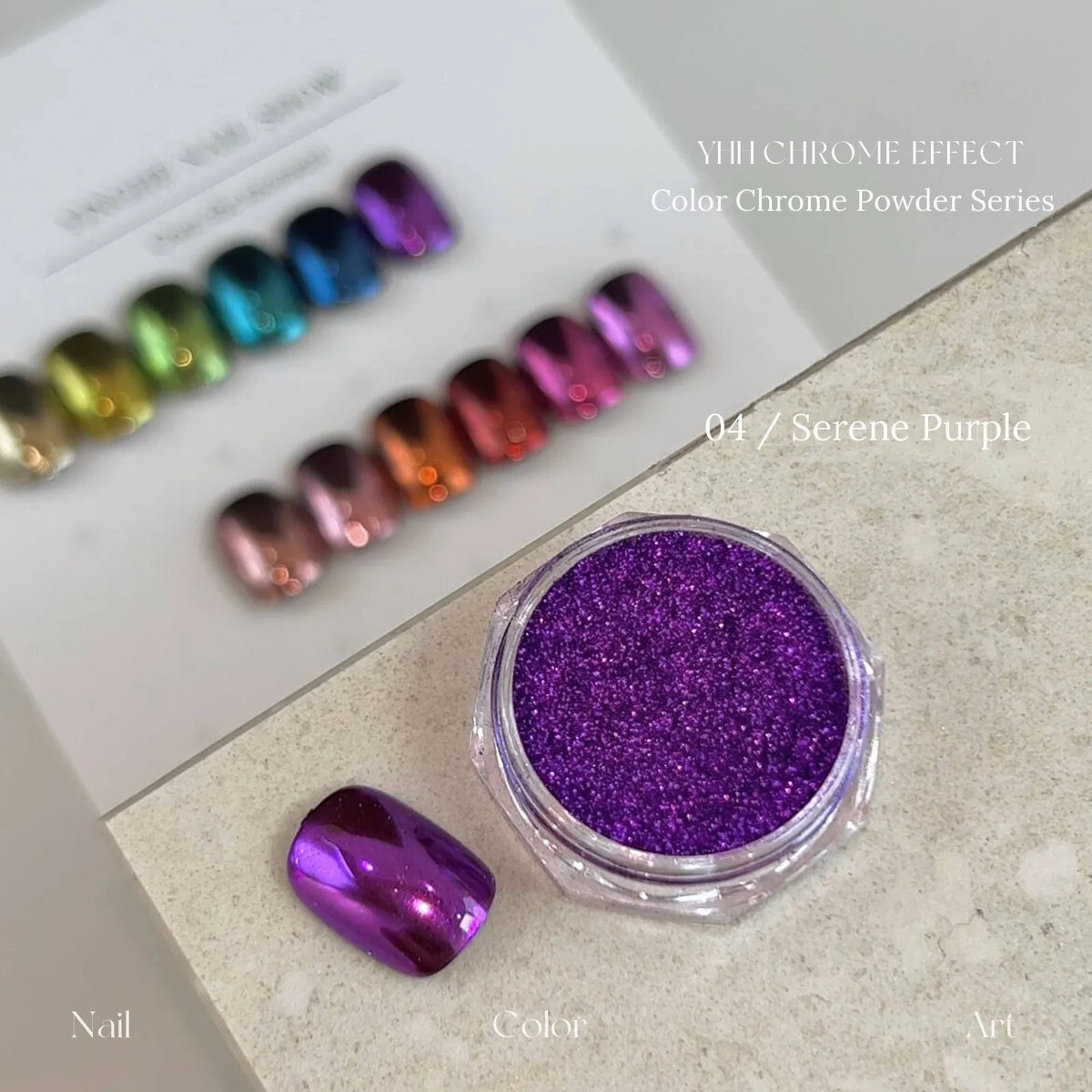 04 Serene Purple: jar and chrome swatch tip