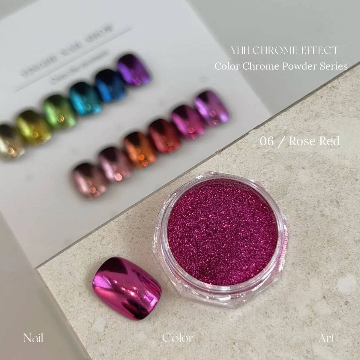 06 Rose Red: jar and chrome swatch tip