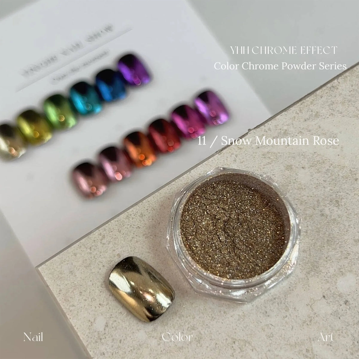11 Snow Mountain Rose: jar and chrome swatch tip