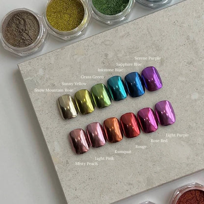 Two rows of labelled chrome tips in all 12 colors