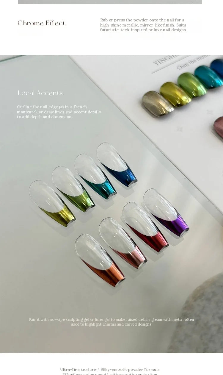 Uses: full mirror finish, chrome French tips and accents