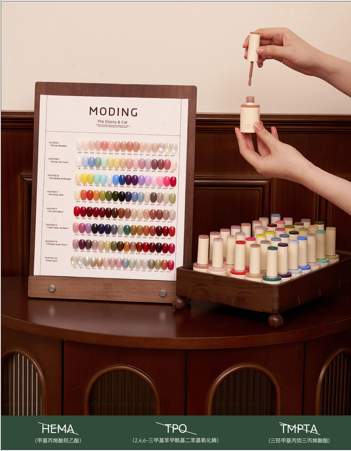 Moding Ebony & Cat color gel bottles with the 128-shade sample board