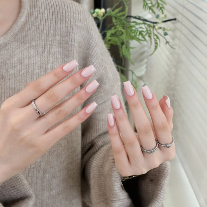 Little Black Bottle solid color gel shade 13 Neutral Pink on nails