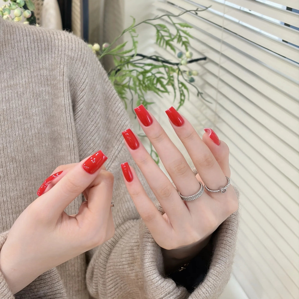 Little Black Bottle solid color gel shade 23 True Red on nails