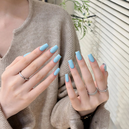 Little Black Bottle solid color gel shade 35 Lake Blue on nails