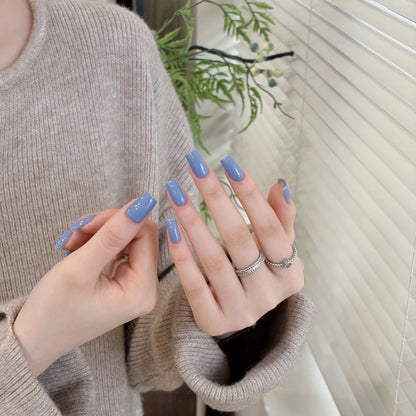 Little Black Bottle solid color gel shade 45 Haze Blue on nails