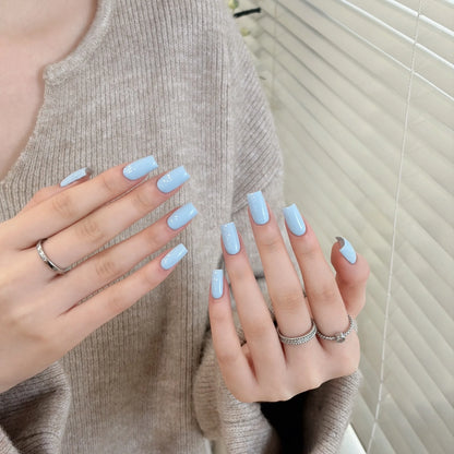 Little Black Bottle solid color gel shade 46 Baby Blue on nails
