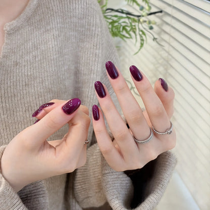 Little Black Bottle solid color gel shade 127 Grape Purple on nails