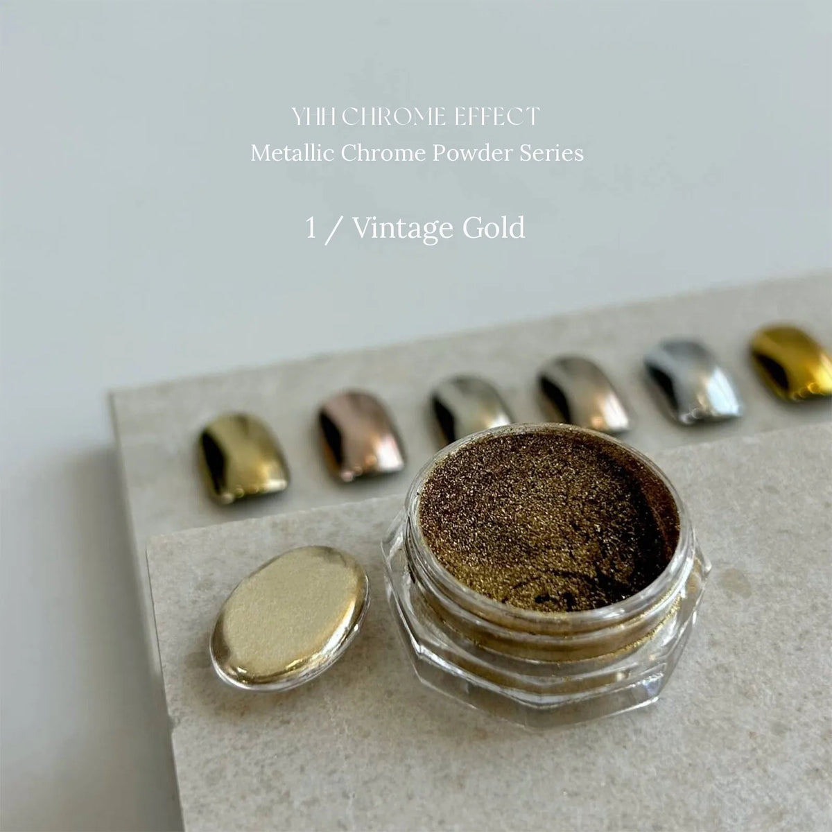 1 Vintage Gold: jar and chrome swatch tip