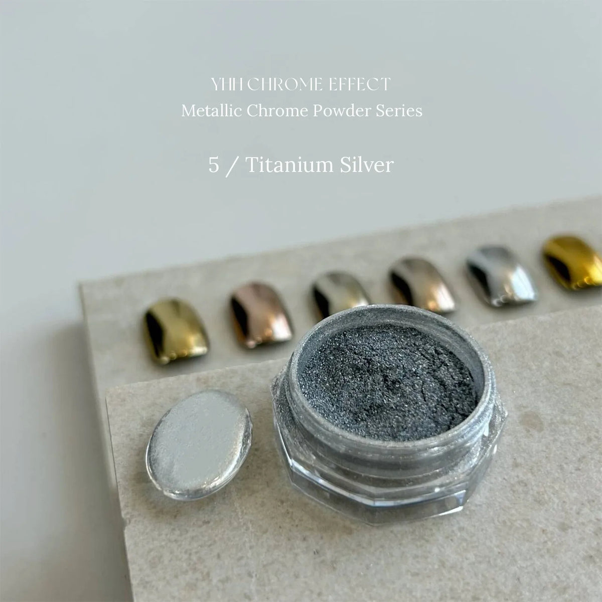 5 Titanium Silver: jar and chrome swatch tip