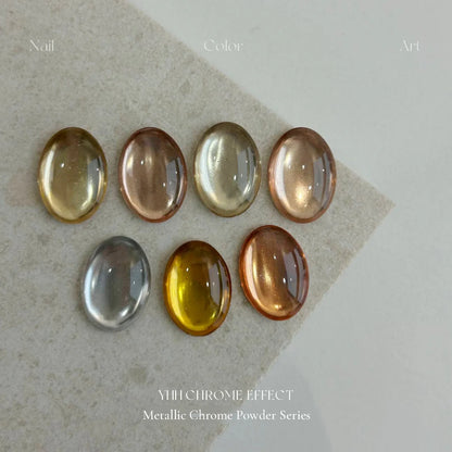 Seven metallic chrome finishes on oval swatch tips