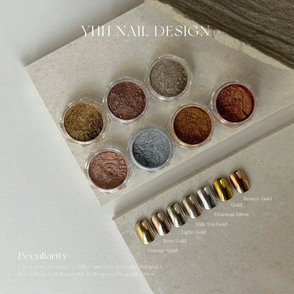 Labelled metallic chrome tips: Vintage Gold to Bronze Gold