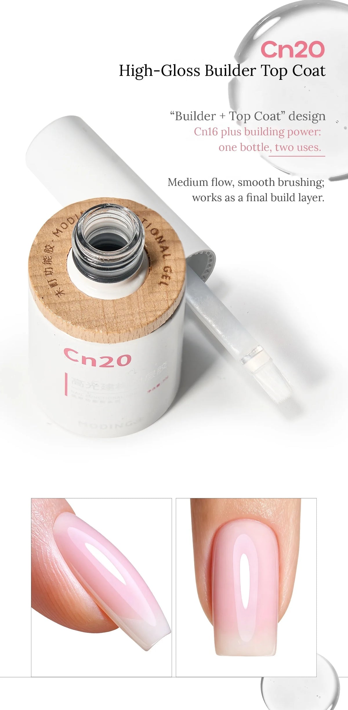 Cn20: builder + top coat in one bottle