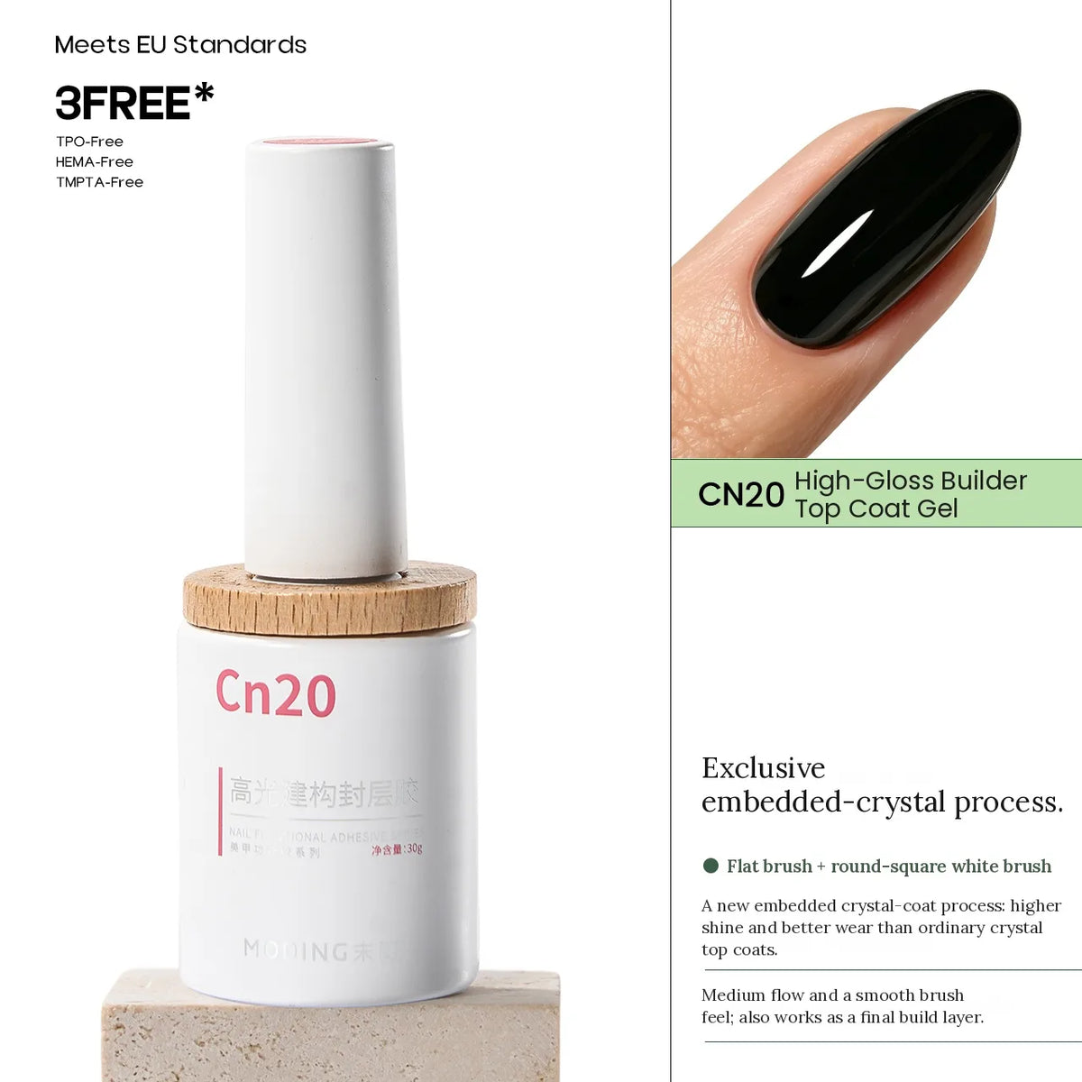 MODING Cn20 High-Gloss Builder Top Coat Gel, 30g bottle