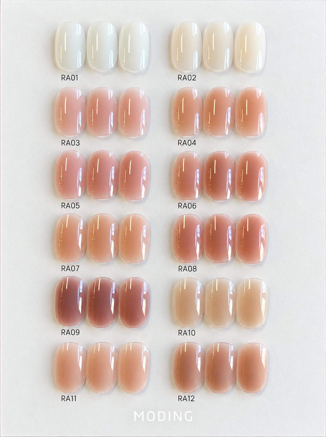 MODING RA 12-color builder base swatch board, straightened