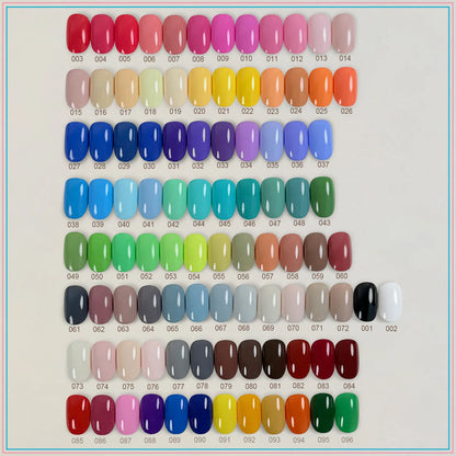 MOKAJIA 96-color painting gel swatch chart, shades 001–096