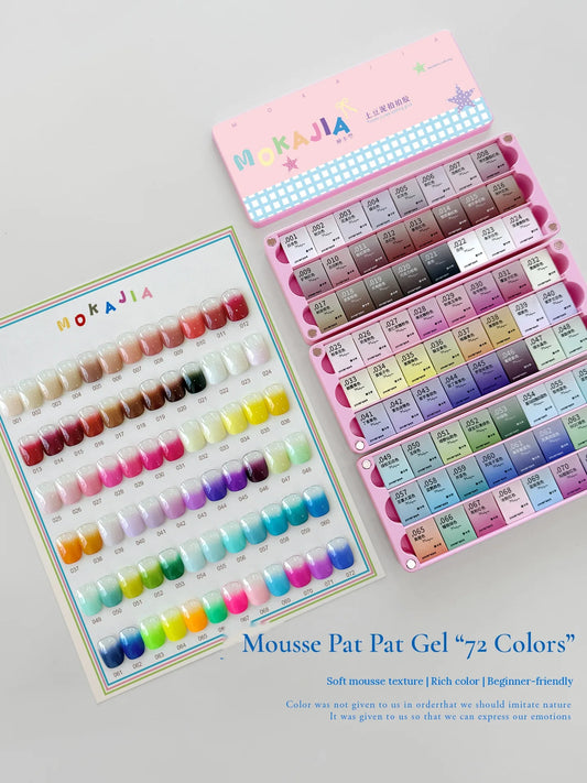 MOKAJIA Mousse Pat Pat Gel 72-color palette and swatch card