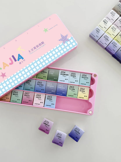 MOKAJIA pat pat gel pots in a pink palette tray