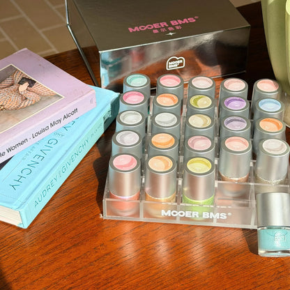 MOOER BMS Light Particle Dreamscape 25-color glitter blooming ink set in an acrylic organizer