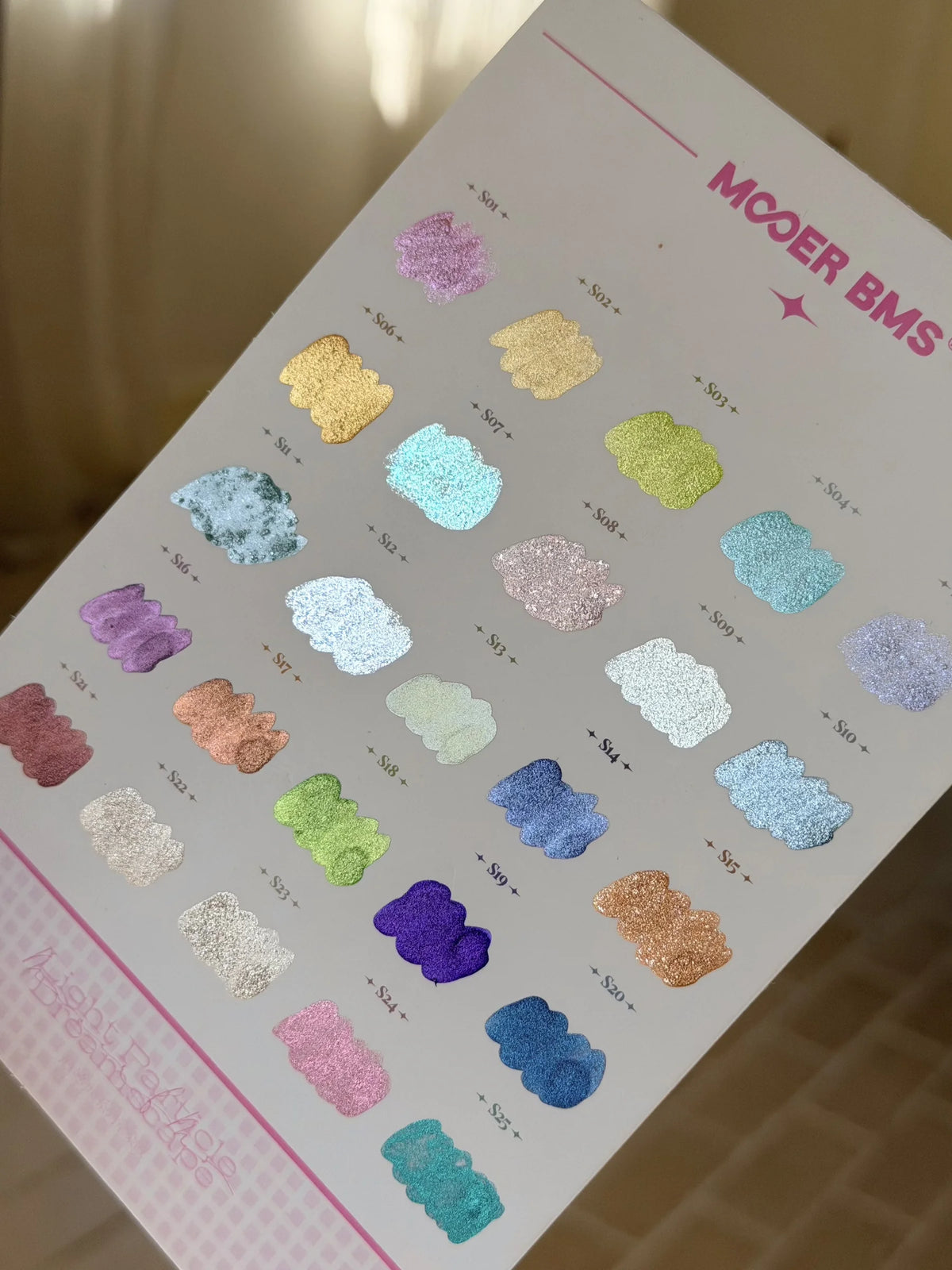 Light Particle Dreamscape swatch card with all 25 glitter shades