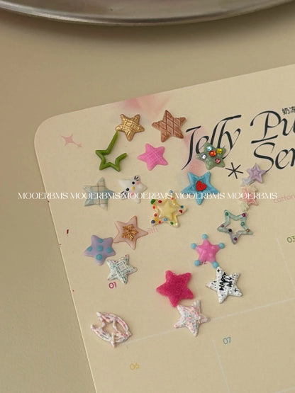 Colorful gel star charms made with the Star Family mold