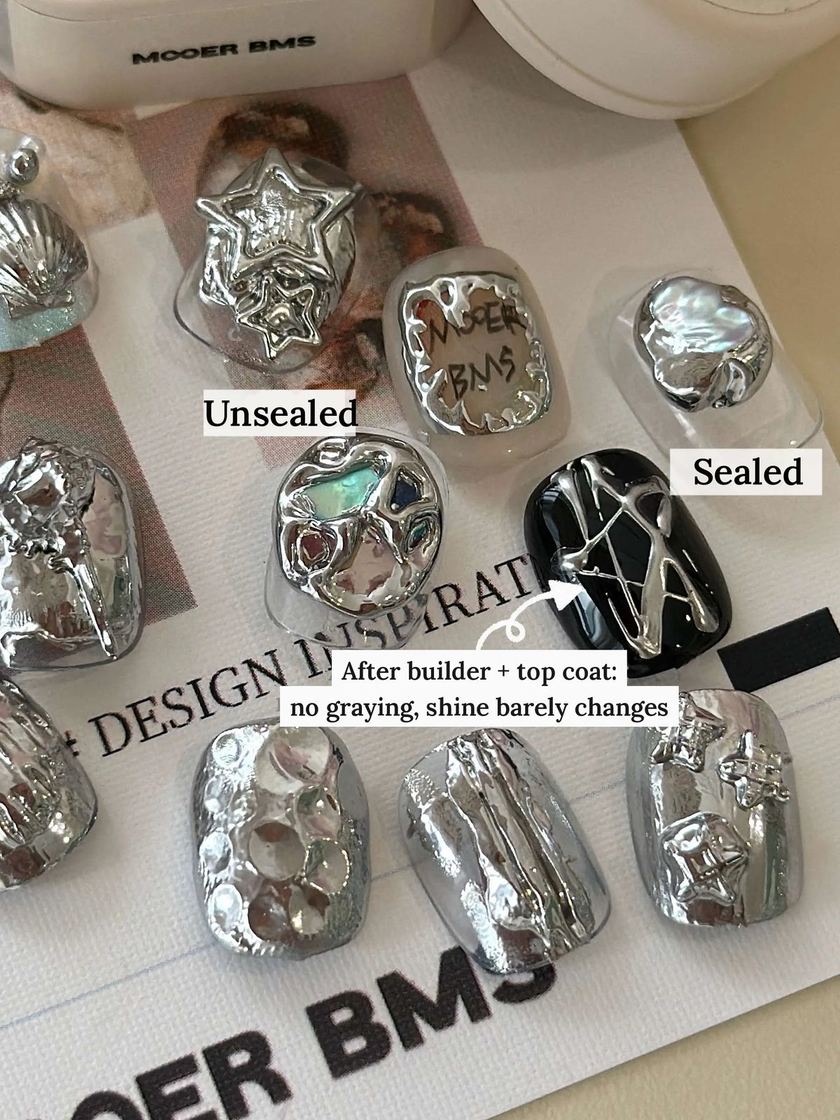 Mirror silver before and after builder and top coat