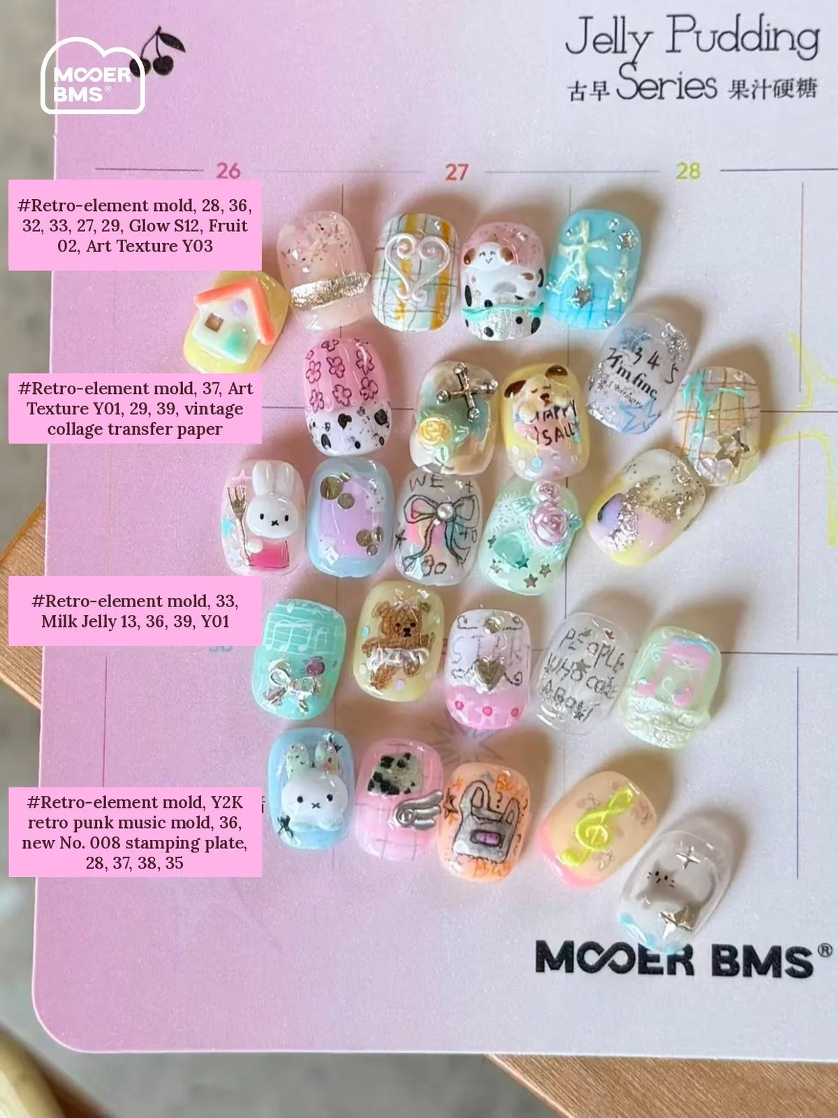 Nail art made with Fruit Juice shades, with shade combinations